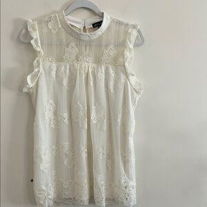 Olivia‎ Blue Vintage Lace Cream Floral Victorian Ruffle xl boho bohemian